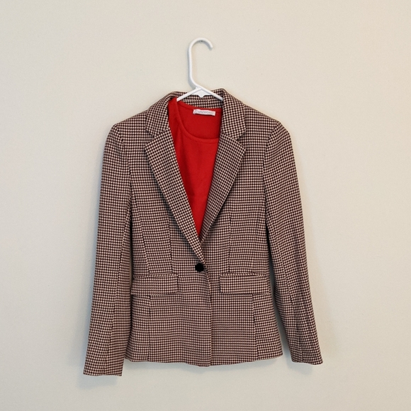 H&M Jackets & Blazers - NWOT Burgundy Houndstooth blazer H&m